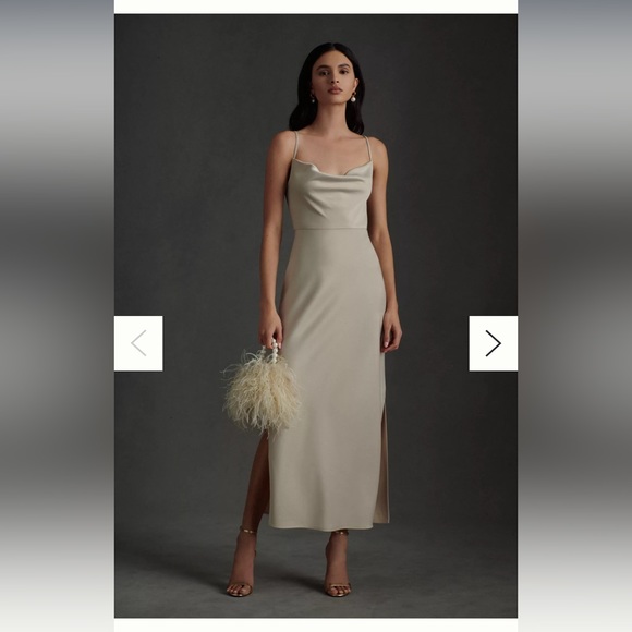 BHLDN Cali Satin Charmeuse Midi Dress - Picture 6 of 6